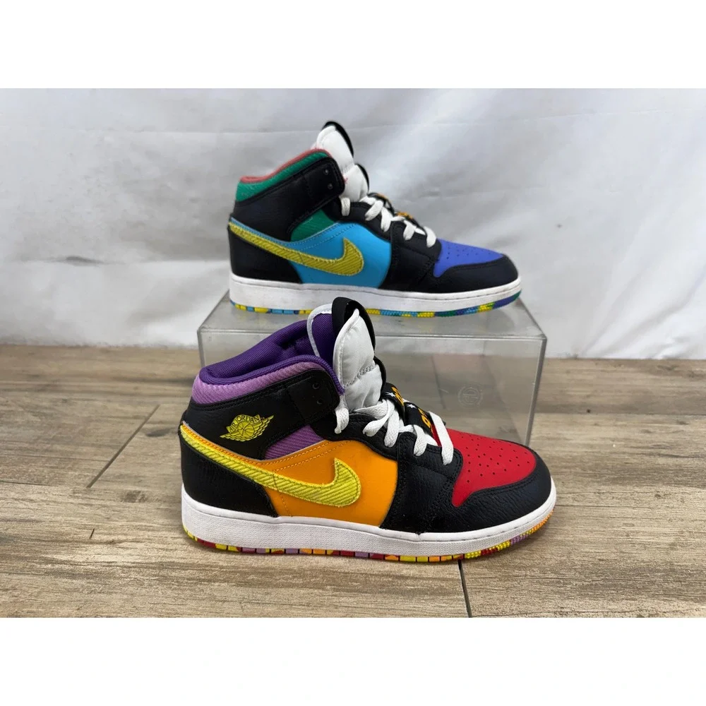 Nike Air Jordan 1 Mid Six Rings Multi-Color Mismatched FD1317-007 Mens 6.5Y